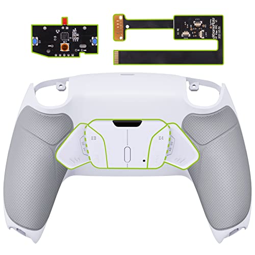 eXtremeRate White Rubberized Grip Programable RISE4 Remap Kit for PS5 Controller BDM010 BDM020 Models Upgrade Board Redesigned Back Shell 4 Back Buttons for PS5 Controller - Image 1