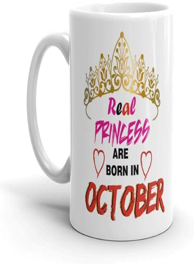 NRSON® Personalized Photo Printed White Ceramic Coffee Mug for Real Princess are Born in October (Mug 330 ml)