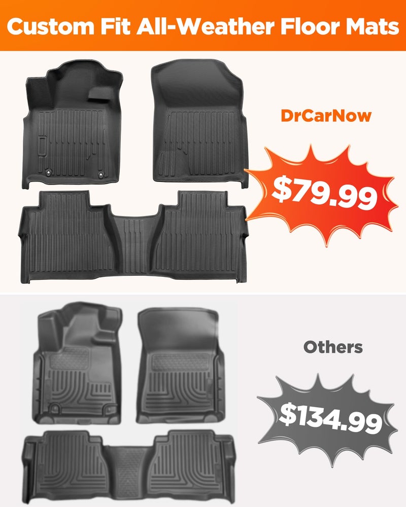 DrCarNow for Toyota Tundra Floor Mats 2011 2010 2009 2008 2007, Custom Fit All-Weather Cargo Liner Car Mats Full Set for Tundra 2007-2011 Double Cab & CrewMax TPE Rubber Seat Protection Automotive Accessories - Image 2