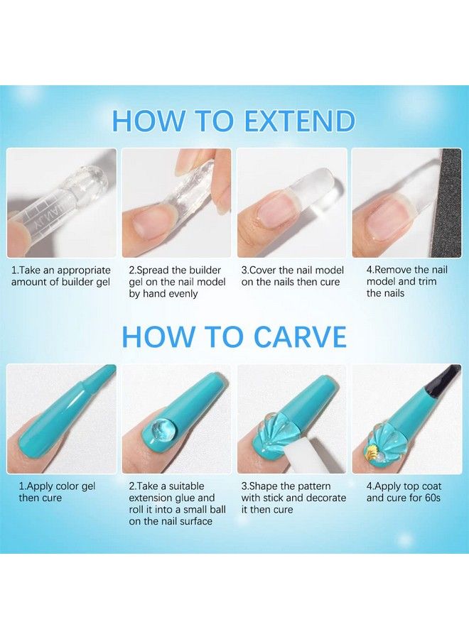 SUPWEE جل بناء قوي للأظافر متعدد الوظائف شفاف غير لاصق لتمديد أظافر اليد للنحت والتزيين ونقش فن الأظافر جل صلب للأظافر من أجل تزيين الأظافر بنفسك في المنزل 14 جرام (0.49 أونصة سائلة) - Image 4