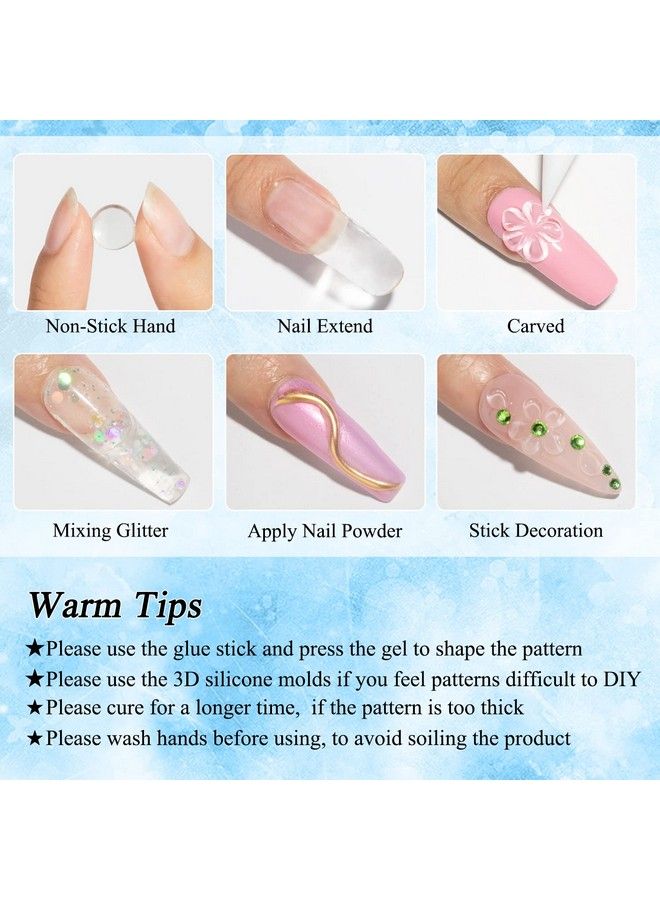 SUPWEE جل بناء قوي للأظافر متعدد الوظائف شفاف غير لاصق لتمديد أظافر اليد للنحت والتزيين ونقش فن الأظافر جل صلب للأظافر من أجل تزيين الأظافر بنفسك في المنزل 14 جرام (0.49 أونصة سائلة) - Image 5
