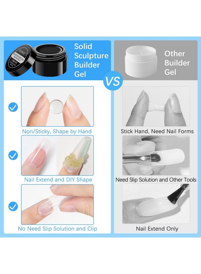 SUPWEE جل بناء قوي للأظافر متعدد الوظائف شفاف غير لاصق لتمديد أظافر اليد للنحت والتزيين ونقش فن الأظافر جل صلب للأظافر من أجل تزيين الأظافر بنفسك في المنزل 14 جرام (0.49 أونصة سائلة) - Image 3