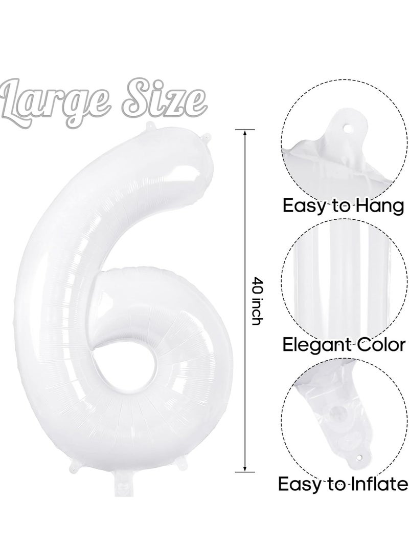 ThePartyPopper White Number Balloons 40 Inch Helium Number 6 Balloon for Birthday Party Anniversary Decoration  - Image 2