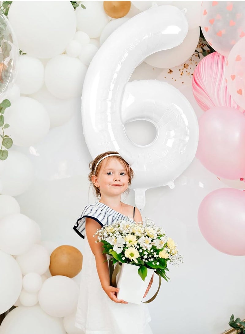 ThePartyPopper White Number Balloons 40 Inch Helium Number 6 Balloon for Birthday Party Anniversary Decoration  - Image 5