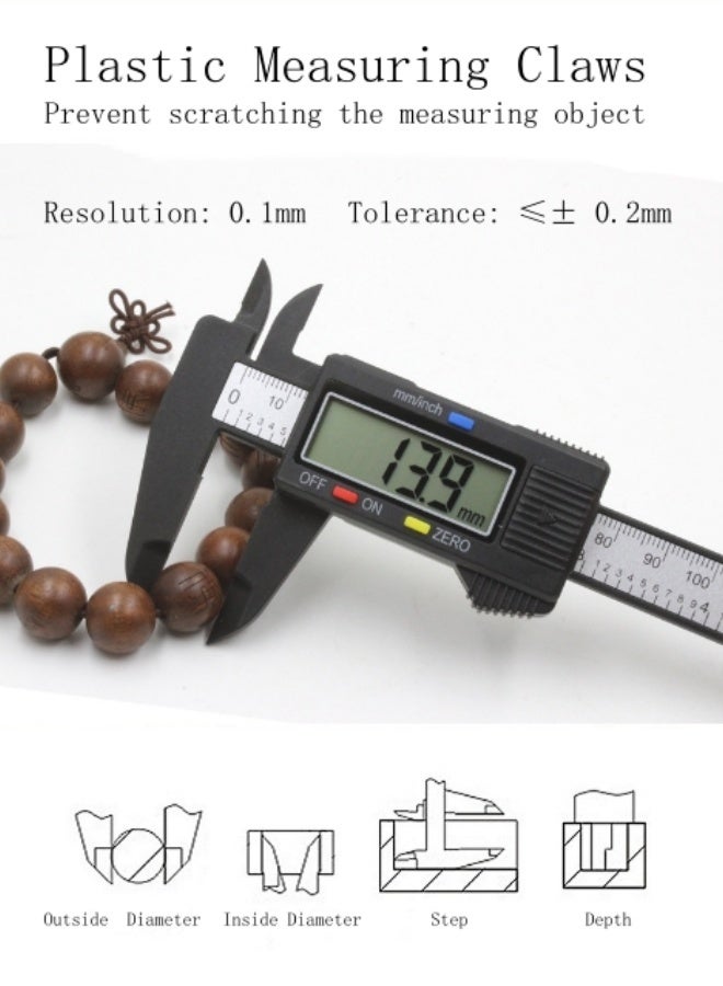 Portable Digital Caliper Upgraded Calipers with Large LCD Screen Electronic Measuring Tool Auto-off Feature, Inch and Millimeter Conversion for Household - Image 2