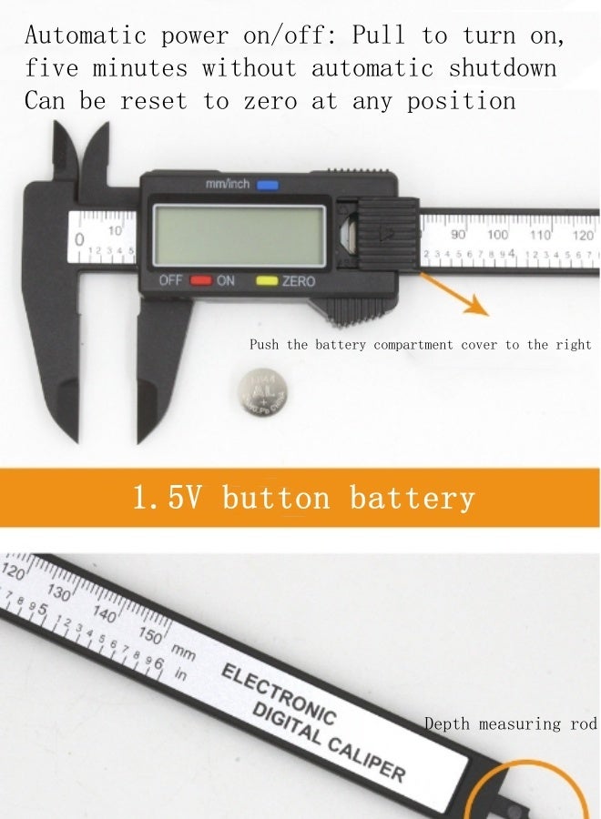 Portable Digital Caliper Upgraded Calipers with Large LCD Screen Electronic Measuring Tool Auto-off Feature, Inch and Millimeter Conversion for Household - Image 3
