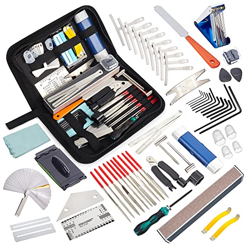 Meideal 65 Pieces Guitar Repairing Maintenance Tool Kit, Guitar Setup Kit Cleaning Care Accessories for Acoustic Electric Guitar Bass Ukulele - Image 1