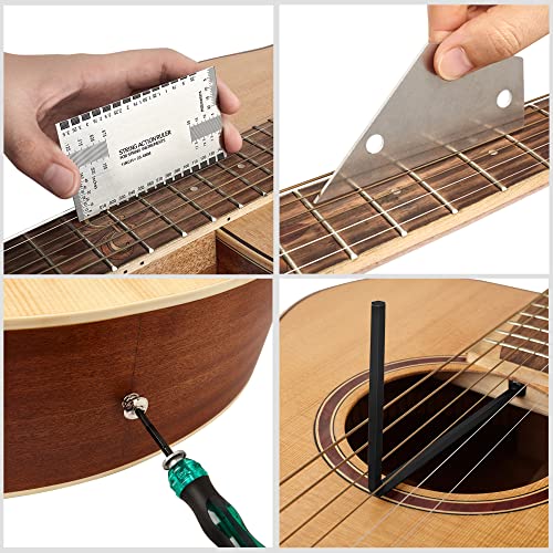 Meideal 65 Pieces Guitar Repairing Maintenance Tool Kit, Guitar Setup Kit Cleaning Care Accessories for Acoustic Electric Guitar Bass Ukulele - Image 5