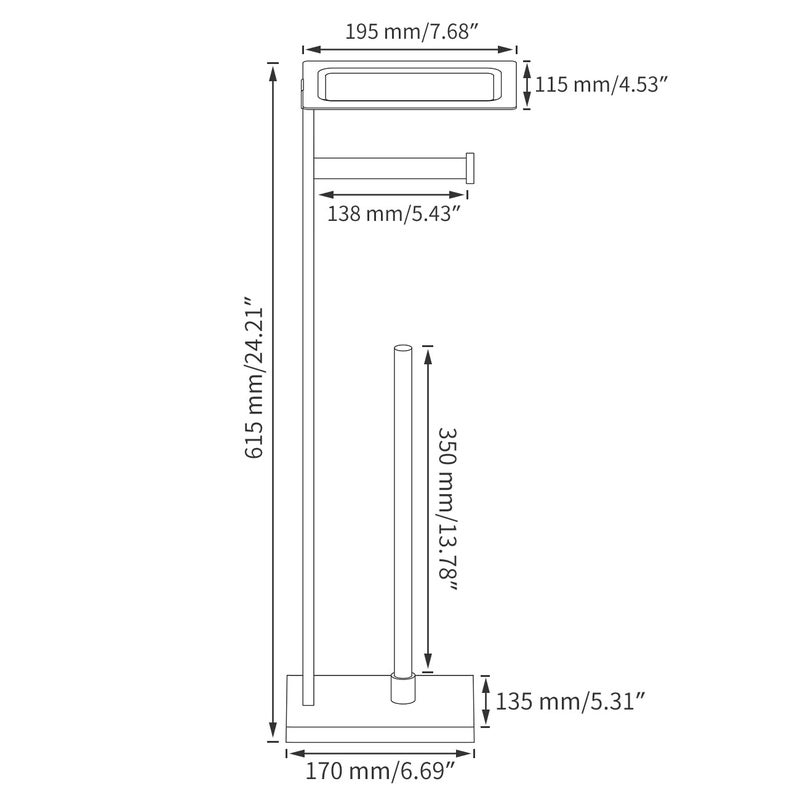 Miyili Bathroom Lavatory Toilet Paper Holder with Shelf Stainless Steel Freestanding Toilet Tissue Roll Holder Square Style Gold, F04G2 - Image 2