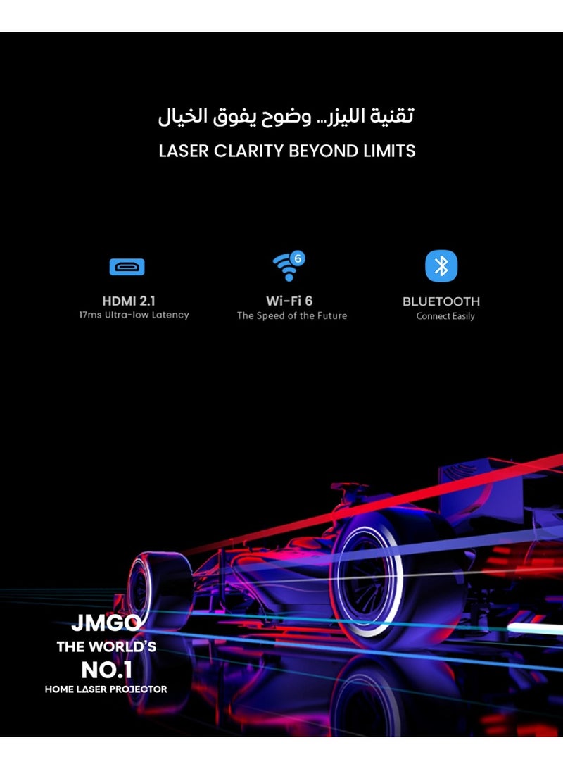 جمجو جهاز اسقاط JMGO N1 المحمول بدقة 1080P FHD، يدعم 4K، شاشة MALC™ ثلاثية الليزر 3D للسينما المنزلية في الهواء الطلق، تصحيح تلقائي للصور مع الجيمبال، 800 لومن، مكبرات صوت Dynaudio بقوة 2x5W، يعمل بنظام Android TV 11 - Image 3