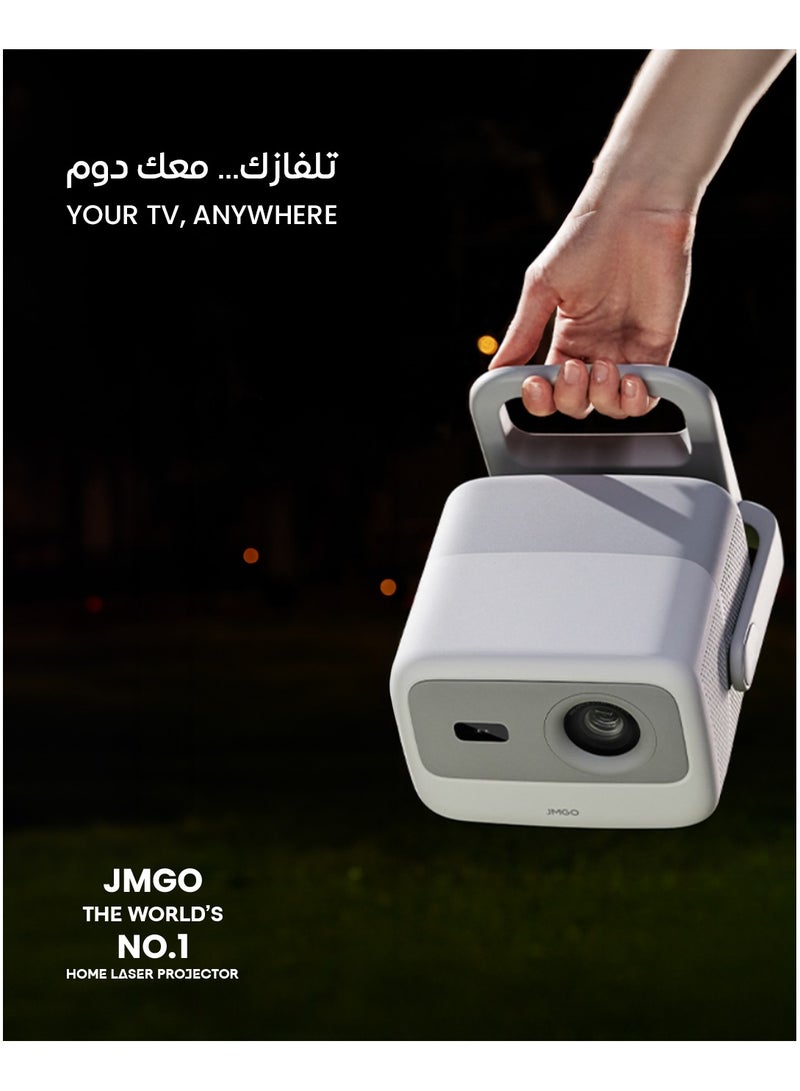 جمجو جهاز اسقاط JMGO N1 المحمول بدقة 1080P FHD، يدعم 4K، شاشة MALC™ ثلاثية الليزر 3D للسينما المنزلية في الهواء الطلق، تصحيح تلقائي للصور مع الجيمبال، 800 لومن، مكبرات صوت Dynaudio بقوة 2x5W، يعمل بنظام Android TV 11 - Image 2