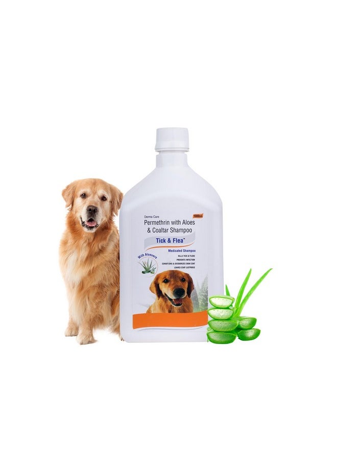 PIL Tick & Flea Dog Shampoo 1000Ml | Ditch To Itch Dog Shampoo For Pomeranian, Puppy, Rottweiler Adult, German Shepherd, Labrador And Golden Retriever | Medicated Pet Shampoo For Dogs  - Image 1