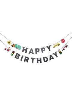 Merrilulu Transportation Happy Birthday Banner | Car Themed Party Decoration  - Image 1