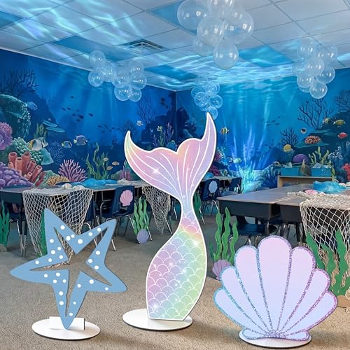 Amyhill 3 Pcs Large Under The Sea Mermaid Decoration Vbs 2026 Decorations Summer Sunday School Decoration Mermaid Tail Seashell Starfish Stand Decor Ocean Cutouts for Classroom Vocation Birthday Party - Image 3