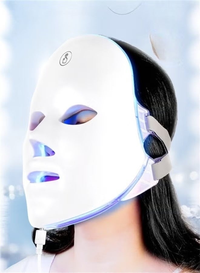 general علاج الضوء الأزرق لحب الشباب قناع الوجه LED 7 ألوان علاج الضوء الأزرق والأحمر قناع علاج التجاعيد وحب الشباب للعناية بالبشرة ماسك الجمال - Image 1
