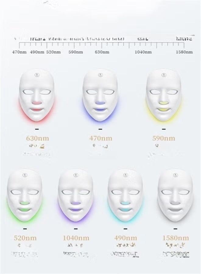 general علاج الضوء الأزرق لحب الشباب قناع الوجه LED 7 ألوان علاج الضوء الأزرق والأحمر قناع علاج التجاعيد وحب الشباب للعناية بالبشرة ماسك الجمال - Image 4