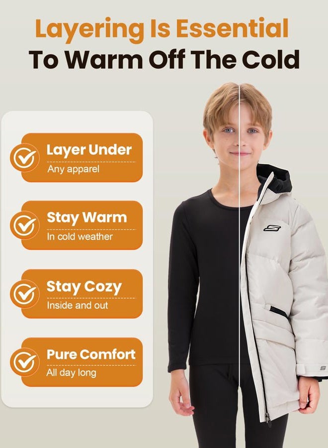 songcode Boys Thermal Underwear for Kids Thermal Set Top And Bottom for Cold Winter-Black S - Image 3
