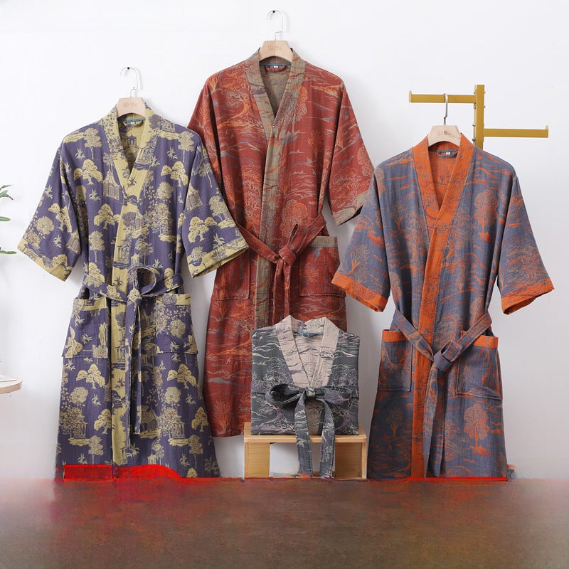 Generic Spring Summer Cotton Bathrobe Quick-Dry Waffle Weave XL No. 