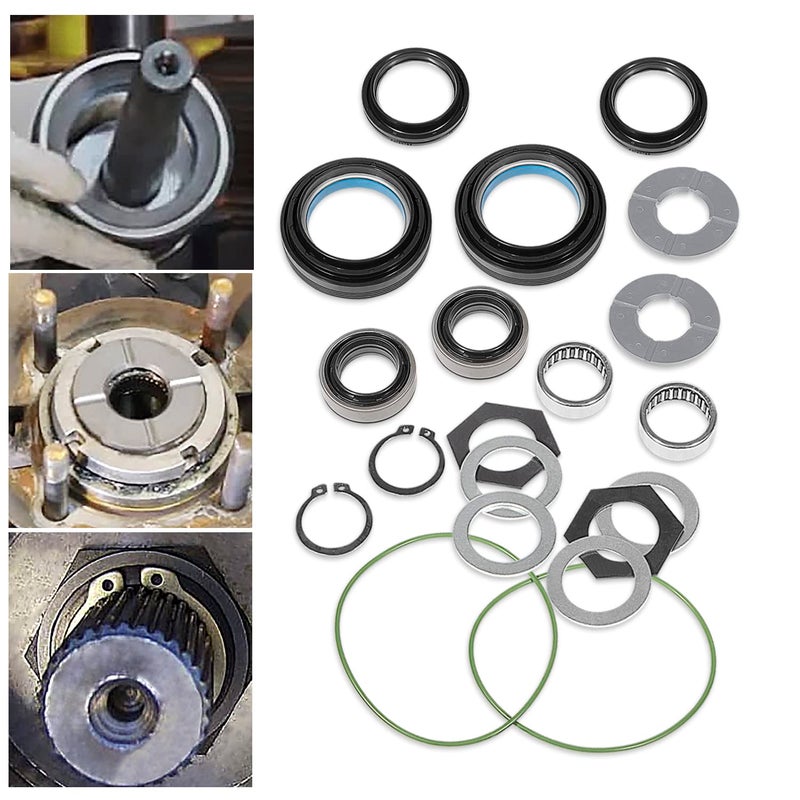 Outer Axle Knuckle Tube Dust Seal Inner Tube Seal Snap Ring Needle Bearing Thrust Washer Seals Kit Fits for Ford 19982004 Super Duty Excursion F250 F350 F450 F550 with Dana 50 60 Front Axle