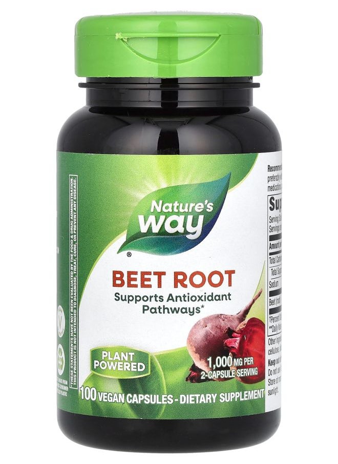 Nature's Beet Root 1000 mg 100 Vegan Capsules (500 mg Per Capsule) 