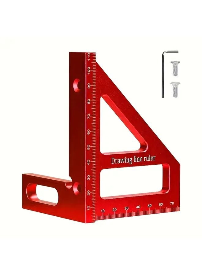 Red Multi Angle Measuring Ruler Metal Woodworking Square Protractor 45 90 Degree Layout Tool - Image 1