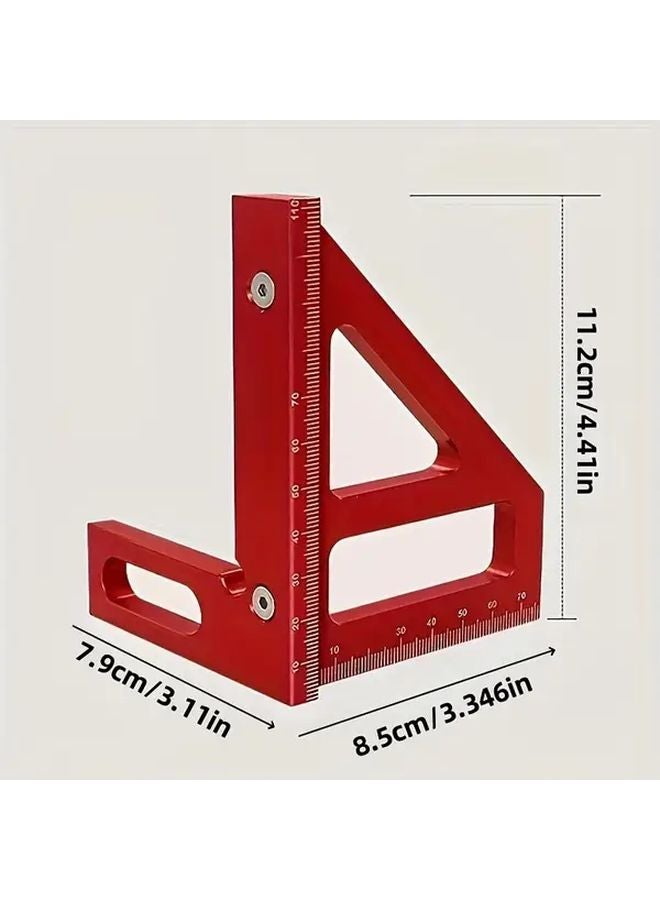 Red Multi Angle Measuring Ruler Metal Woodworking Square Protractor 45 90 Degree Layout Tool - Image 4