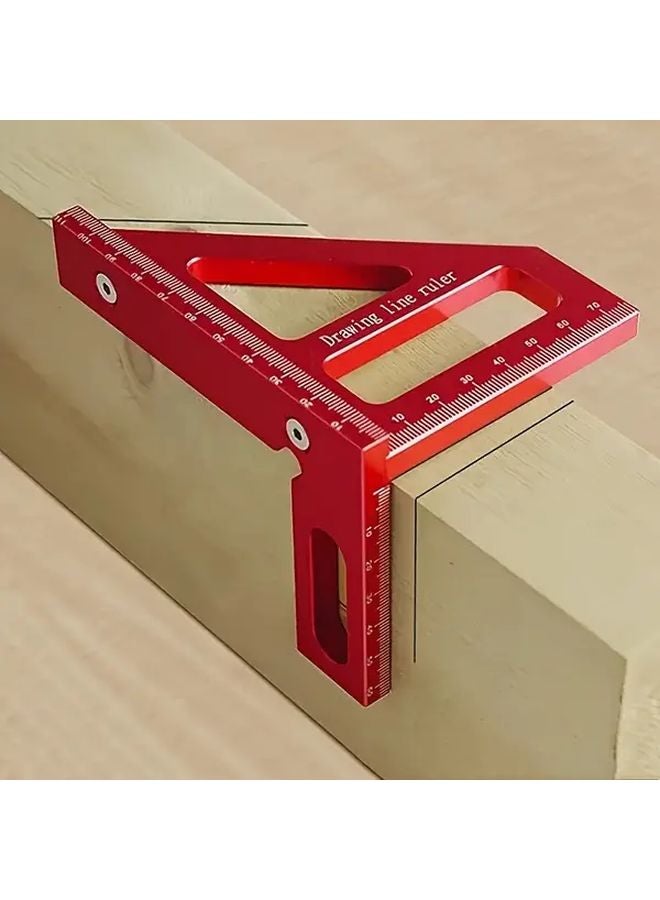 Red Multi Angle Measuring Ruler Metal Woodworking Square Protractor 45 90 Degree Layout Tool - Image 2