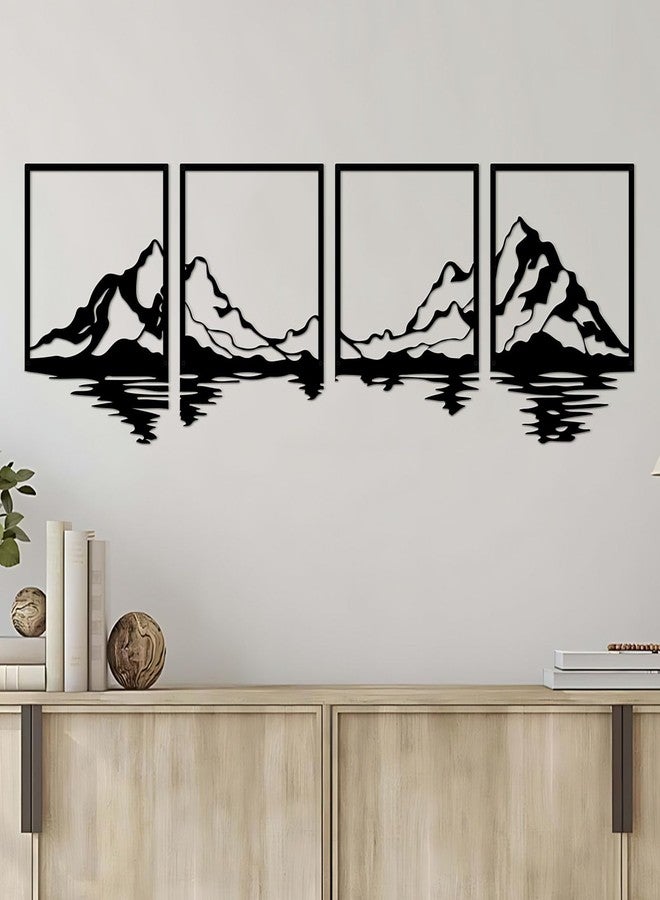 ESTART 4 PCS Metal Mountain Wall Art, Large Mountains Wall Decor, Mountain Forest Decorative Painting Suitable For Living Room Bedroom Office Indoor And Outdoor (Mountains Rivers) - Image 4
