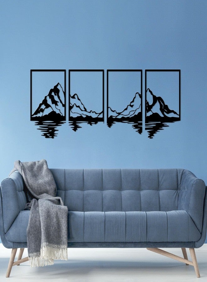 ESTART 4 PCS Metal Mountain Wall Art, Large Mountains Wall Decor, Mountain Forest Decorative Painting Suitable For Living Room Bedroom Office Indoor And Outdoor (Mountains Rivers) - Image 5