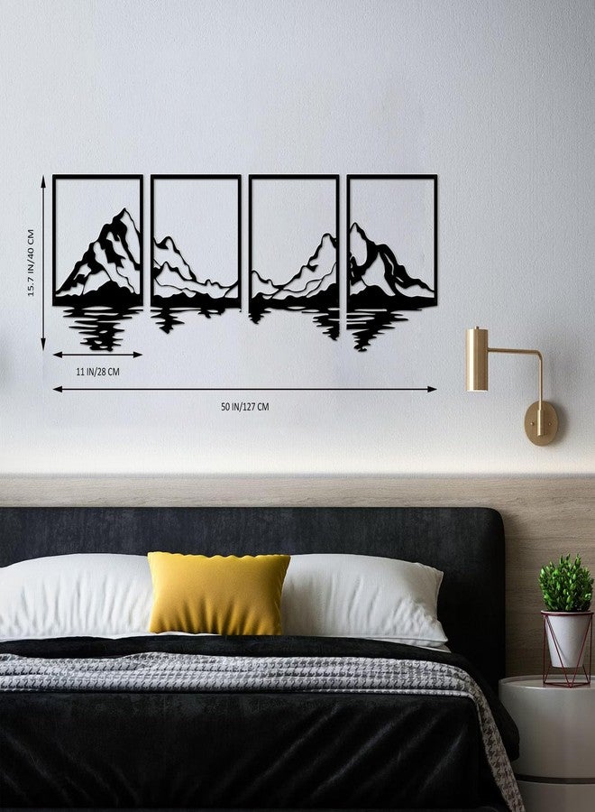 ESTART 4 PCS Metal Mountain Wall Art, Large Mountains Wall Decor, Mountain Forest Decorative Painting Suitable For Living Room Bedroom Office Indoor And Outdoor (Mountains Rivers) - Image 2