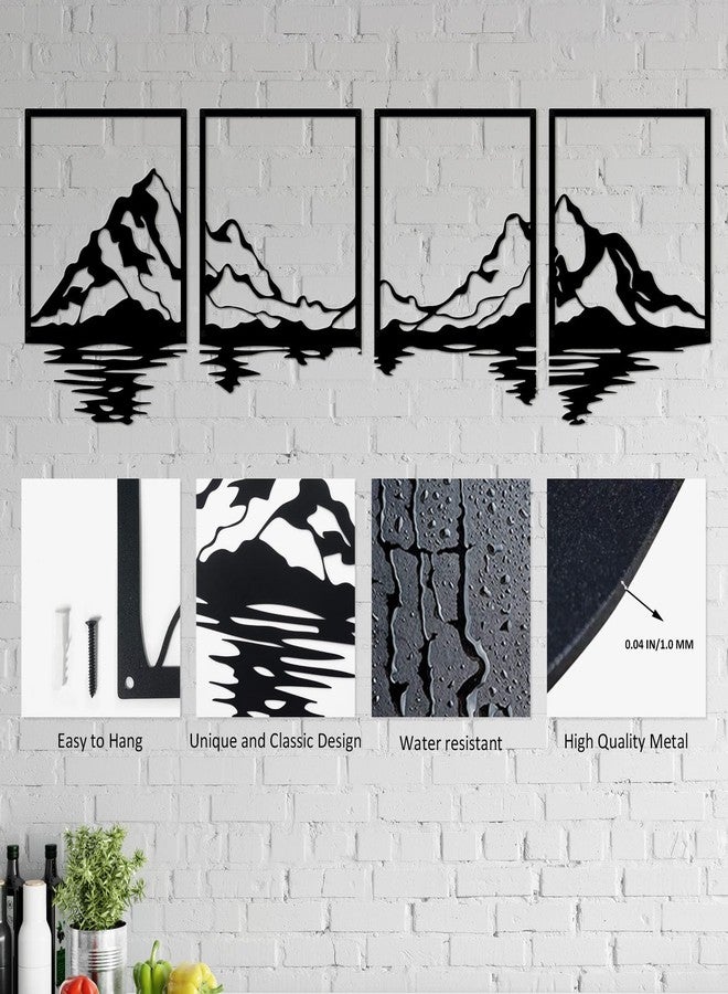 ESTART 4 PCS Metal Mountain Wall Art, Large Mountains Wall Decor, Mountain Forest Decorative Painting Suitable For Living Room Bedroom Office Indoor And Outdoor (Mountains Rivers) - Image 3