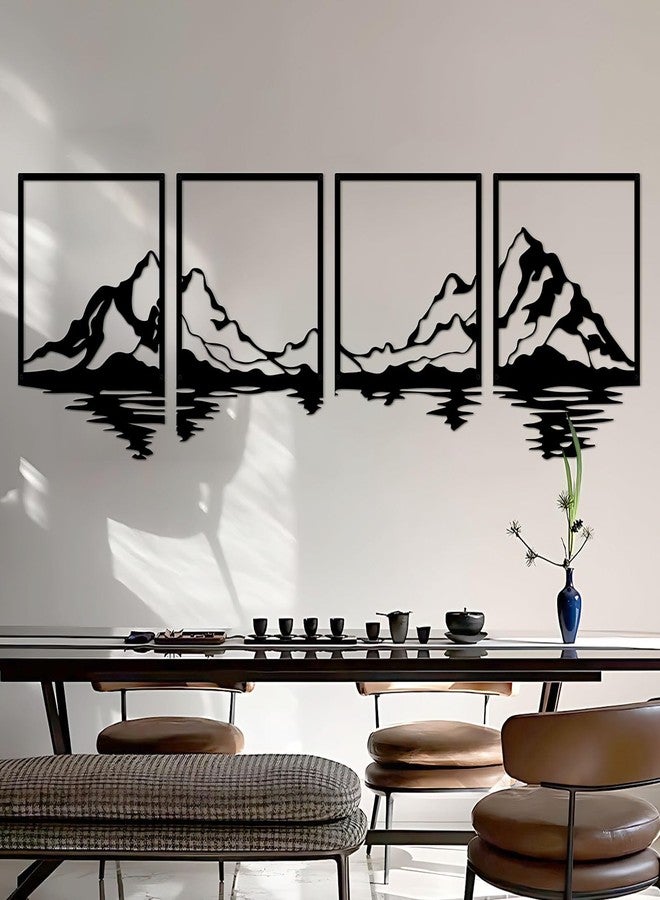 ESTART 4 PCS Metal Mountain Wall Art, Large Mountains Wall Decor, Mountain Forest Decorative Painting Suitable For Living Room Bedroom Office Indoor And Outdoor (Mountains Rivers) - Image 1