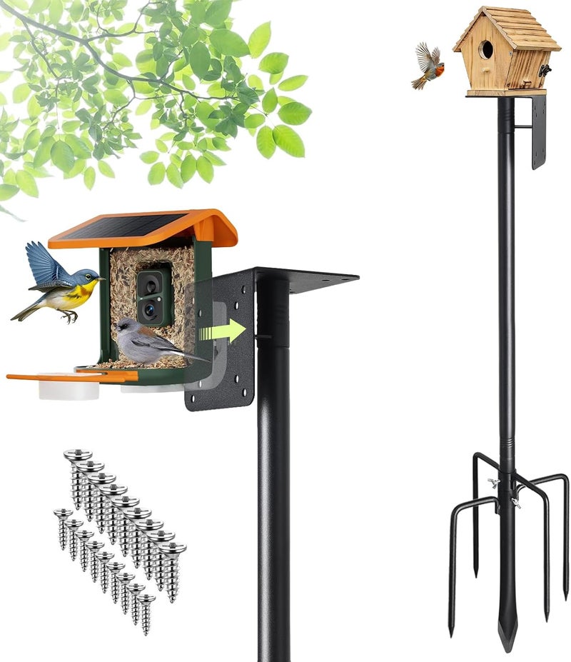 Keplrend Bird Feeder Pole, 103 inch Adjustable Bird House Pole for Outdoors Heavy Duty with 5 Prongs Base, Bird Buddy Accessories Mounting Pole, Universal Mounting Pole Kit for Outdoor Wild Bird Watching - Image 1