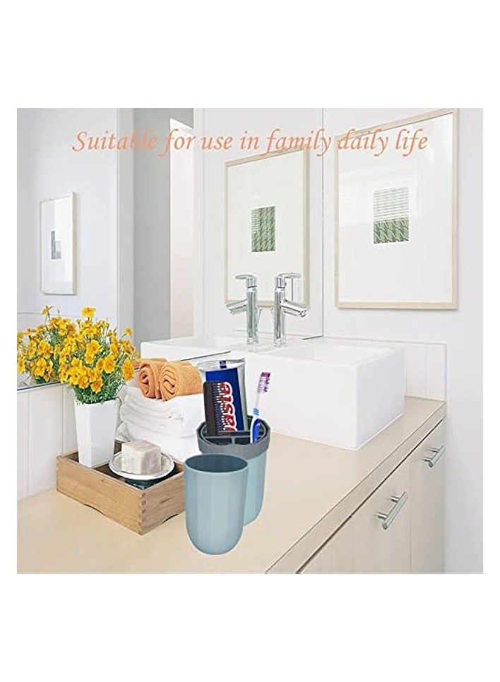 كاست ويف كوب فرشاة الأسنان، حامل فرشاة أسنان للسفر، قطعتين، حافظة فرشاة أسنان محمولة للسفر والتخييم ورحلات العمل والمدرسة، مجموعة فرشاة أسنان بلاستيكية متعددة الوظائف مع معجون أسنان بلونين - Image 4