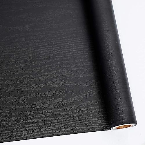 Abyssaly Black Wood Peel and Stick Paper 11.8" X 197" Decorative Self-Adhesive Contact Paper Film for Furniture Surfaces Easy to Clean Thickening Upgrade Increase Stomata and Reduces Bubble Generation - Image 1