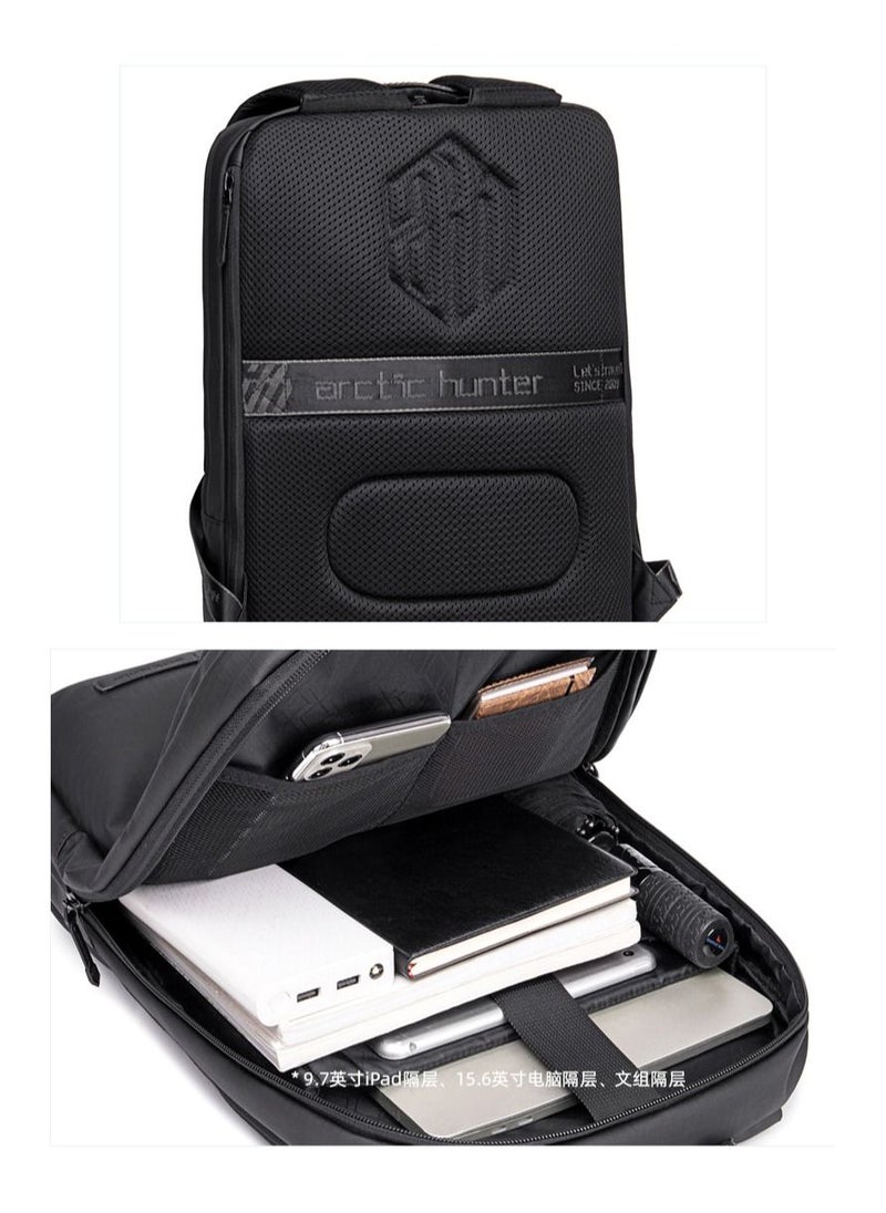 ARCTIC HUNTER - B00529 15.6-Inch Laptop Casual Multi-Function Oxford Waterproof Backpack Bag - Black - Image 1