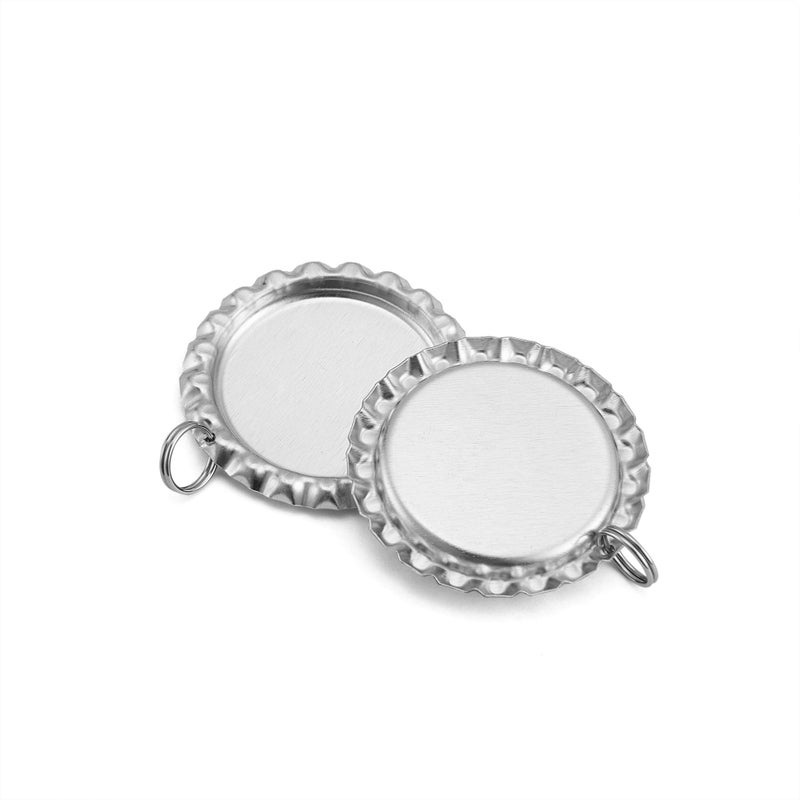 IGOGO IGOGO Craft Bottle Cap with Holes Flat 8 mm Split Rings Attached Silver100 PCS 