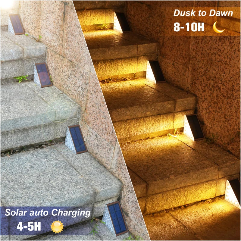 VOLISUN Solar Step Lights Outdoor Waterproof, LED Outdoor Stair Lights, Solar Step Light for Outside, Deck Light Decor for Stair,Front Porch and Patio(Brown,6 Pack) - Image 2