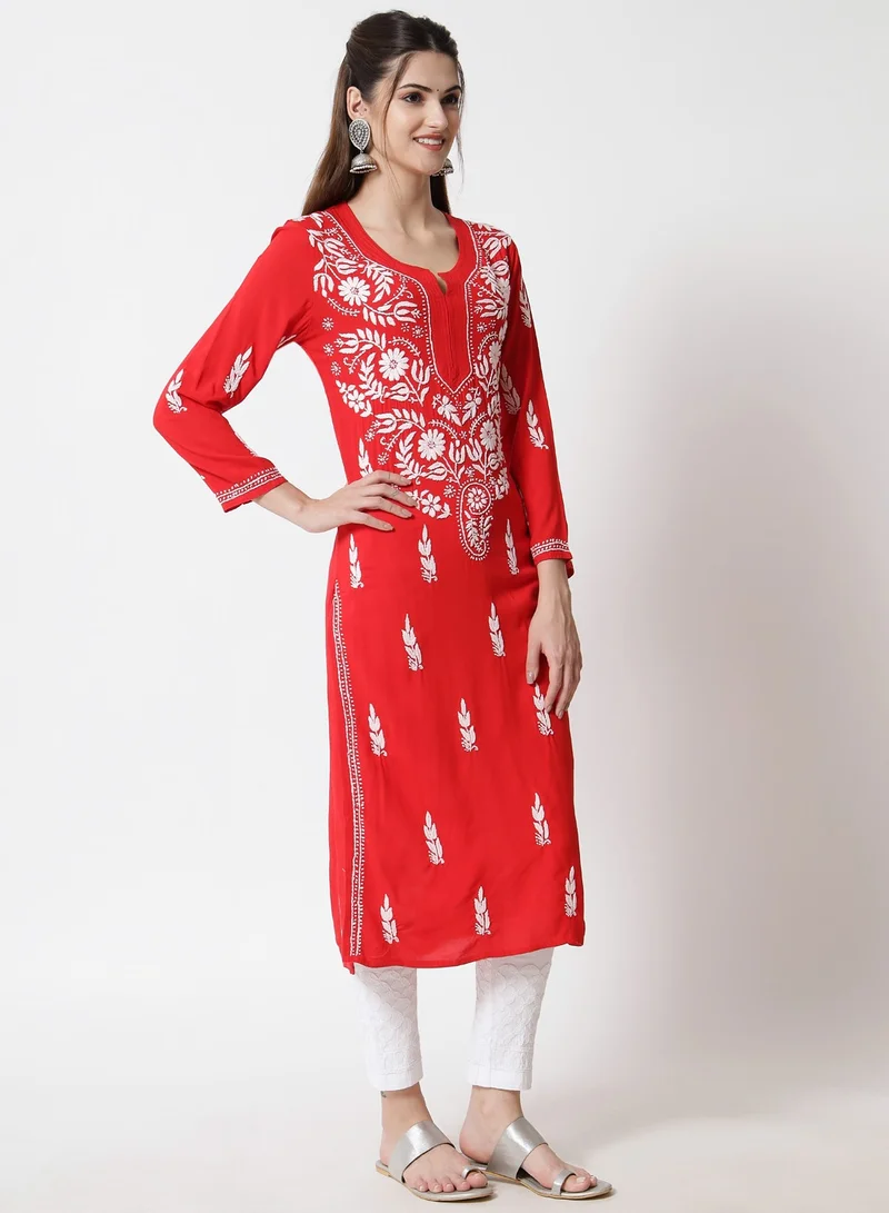 Alaya Women Hand Embroidered Chikankari Rayon Kurta-AL3451