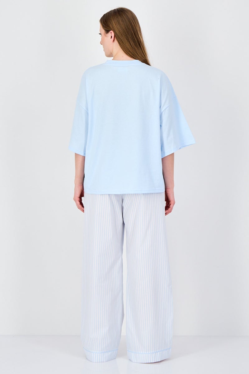 Fudo Women 2Pcs Short Sleeve Top And Bottom Pyjama Set, Multicolor - Image 4