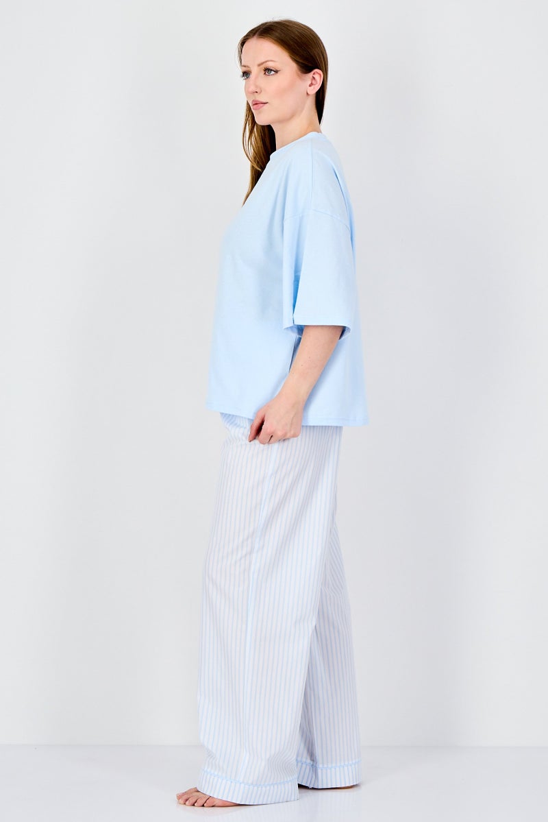 Fudo Women 2Pcs Short Sleeve Top And Bottom Pyjama Set, Multicolor - Image 2