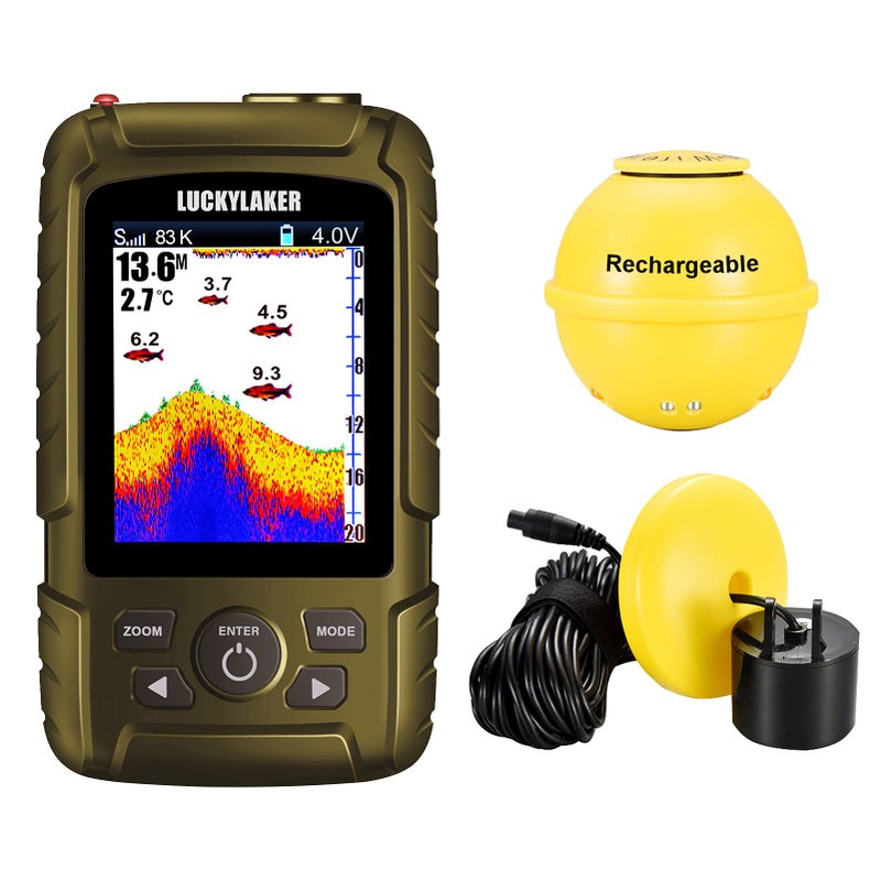 LUCKYLAKER Boat Transducer Fish Finders Sonar Wireless Handheld Depth Finder Kayak Waterproof Display Fish Finders Sensor Wired Ice Fishing - Image 2