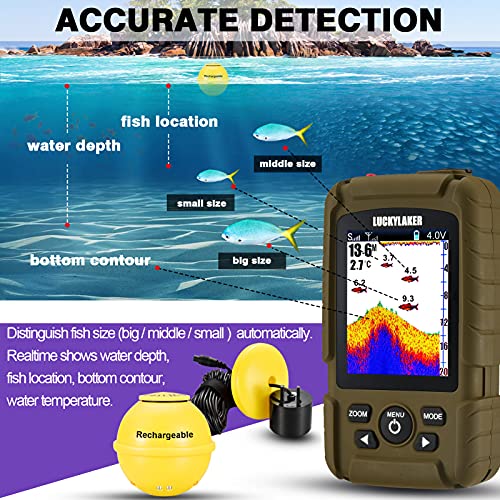 LUCKYLAKER Boat Transducer Fish Finders Sonar Wireless Handheld Depth Finder Kayak Waterproof Display Fish Finders Sensor Wired Ice Fishing - Image 3