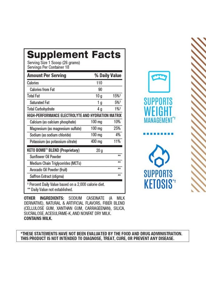 BPI Sports Keto Bomb - Promotes Energy, Hydration and Fat Loss - MCT and Electrolytes - Sugar-Free with Calcium - French Vanilla Latte, 18 Servings - Image 4