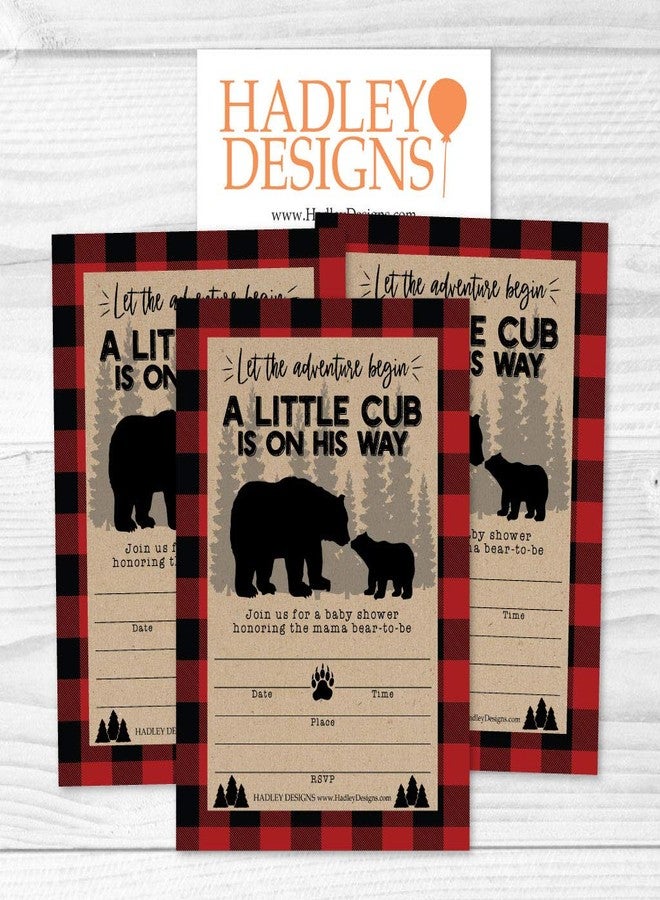 Hadley Designs Baby Shower Invitations For Boy -25 Baby Shower Invites for Boy, Bear Babyshower Invitations, A Little Cub is on His Way - Image 4