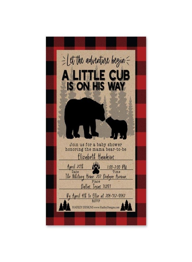 Hadley Designs Baby Shower Invitations For Boy -25 Baby Shower Invites for Boy, Bear Babyshower Invitations, A Little Cub is on His Way - Image 3