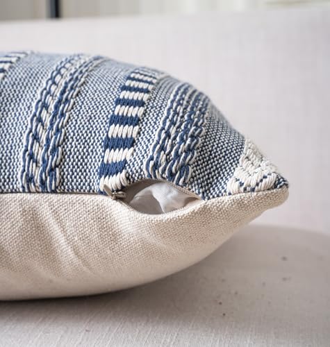 Cethom Boho Throw Pillow Covers 18x18 Inch Set of 2, Farmhouse Decorative Couch Pillow Cases, Navy Blue Accent Pillows of Bed, Sofa Bedroom Living Room Home Decor Cushion Cover - Image 5