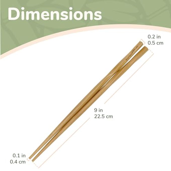 BambooMN Premium Reusable Japanese Bamboo Chopsticks, Twisted 9 inch 6 Pairs - Image 5