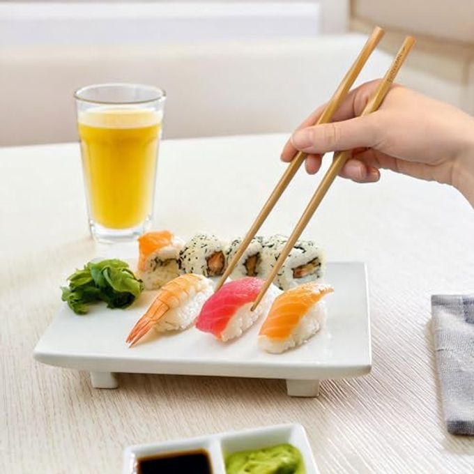 BambooMN Premium Reusable Japanese Bamboo Chopsticks, Twisted 9 inch 6 Pairs - Image 3