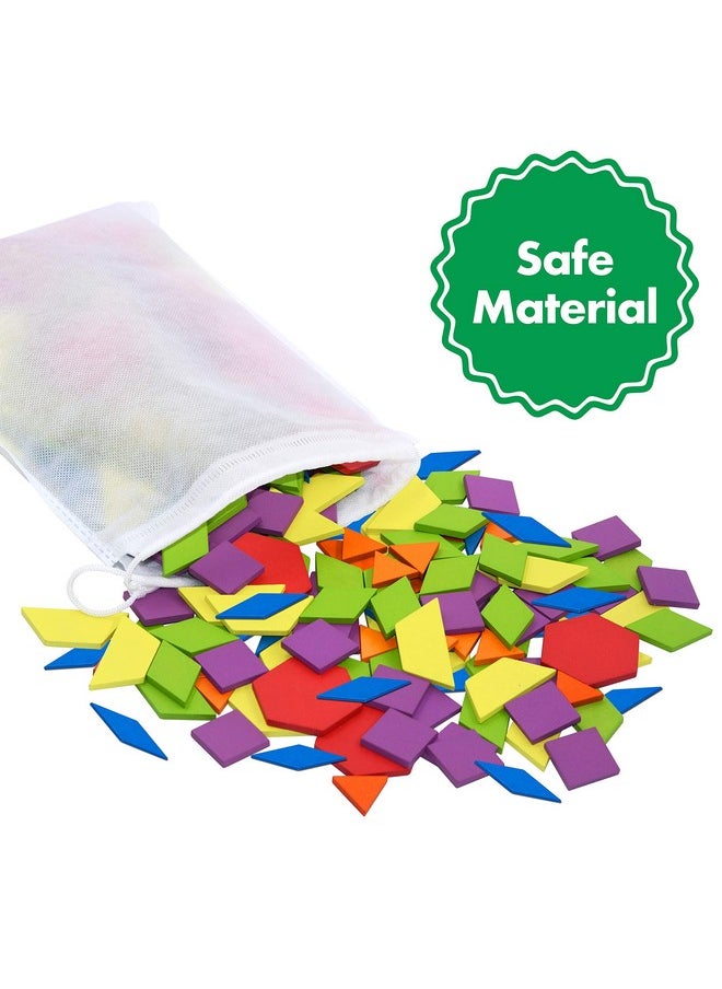 SpriteGru - 300 PCS Wooden Pattern Blocks Set for Kids with 24 Double-Sided Design Cards(48 Patterns) and Storage Bag in Gift Box,Fun Montessori Learning Toys - Image 1